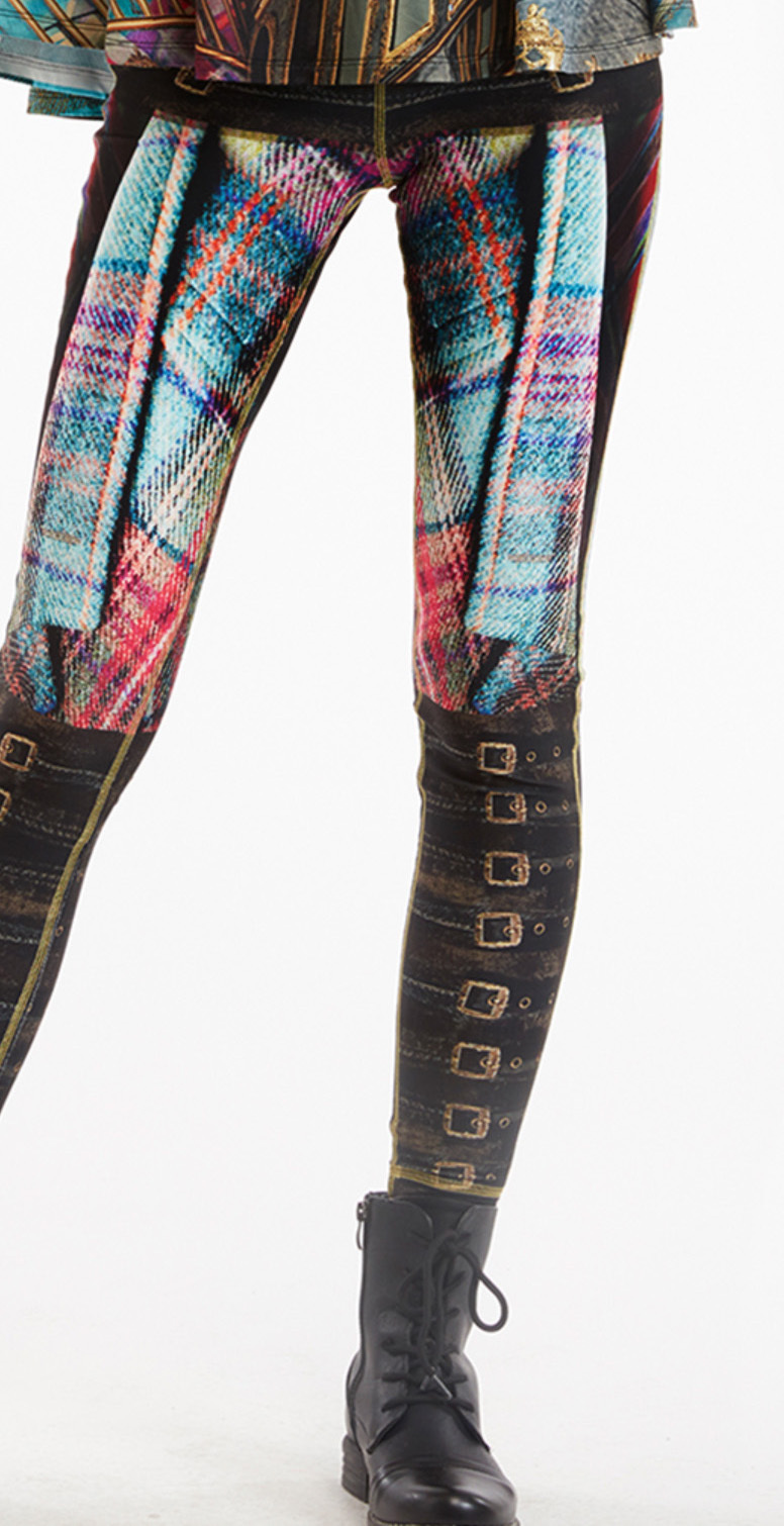 IPNG: Biker Chic Let It Snow Plaid Buckles Illusion Legging IPNG_LISYL-032