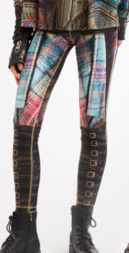 IPNG: Biker Chic Let It Snow Plaid Buckles Illusion Legging