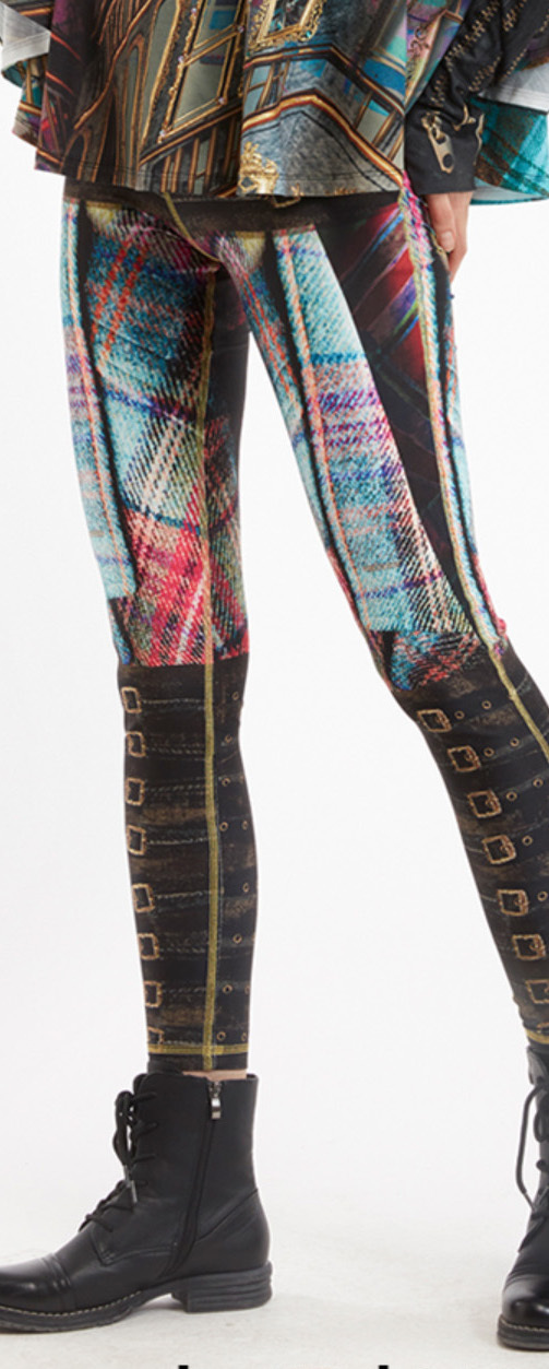 IPNG: Biker Chic Let It Snow Plaid Buckles Illusion Legging
