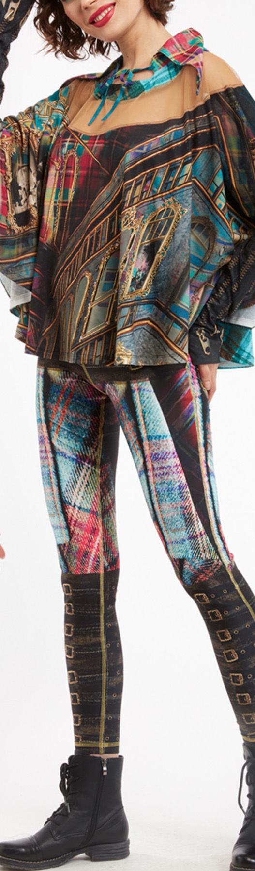 IPNG: Biker Chic Let It Snow Plaid Buckles Illusion Legging