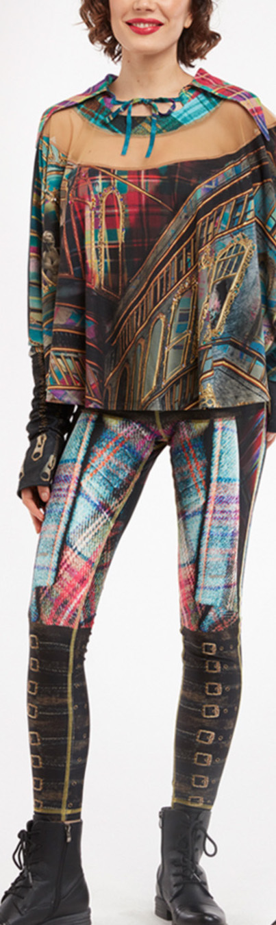 IPNG: Biker Chic Let It Snow Plaid Buckles Illusion Legging