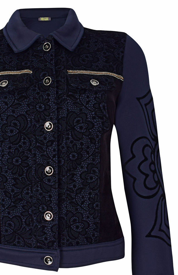 Dolcezza: Blue Velvet Engraved Petals Jacket (1 Left!)