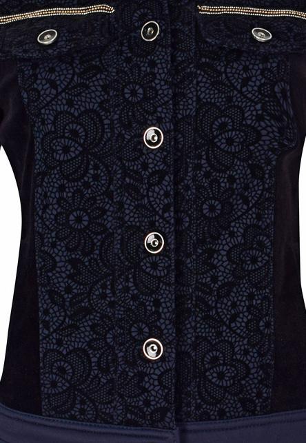 Dolcezza: Blue Velvet Engraved Petals Jacket (1 Left!)