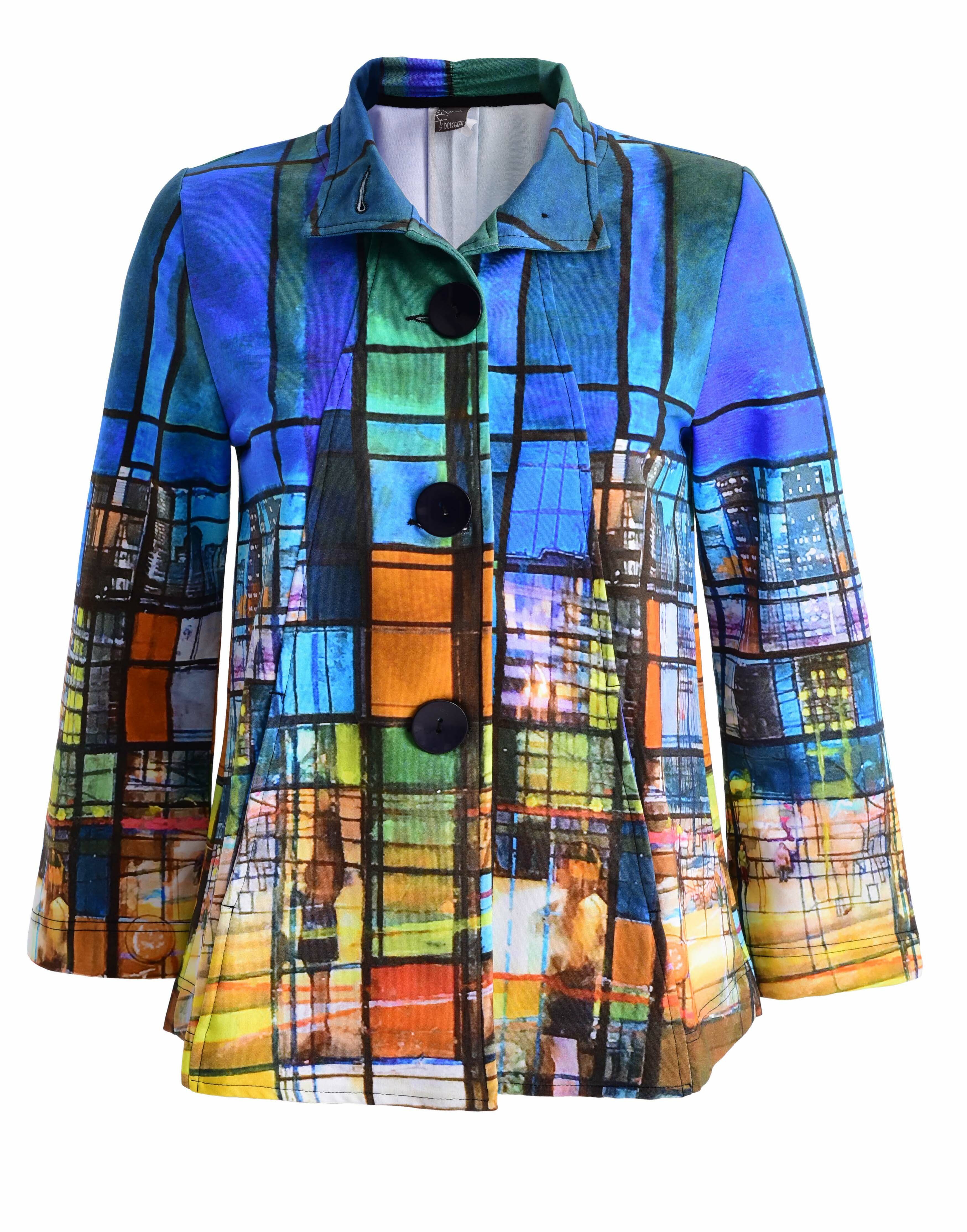 Simply Art Dolcezza: Colors Of Ville La Nuit Abstract Art Swing Coat (1 Left!) Dolcezza_SimplyArt_59717