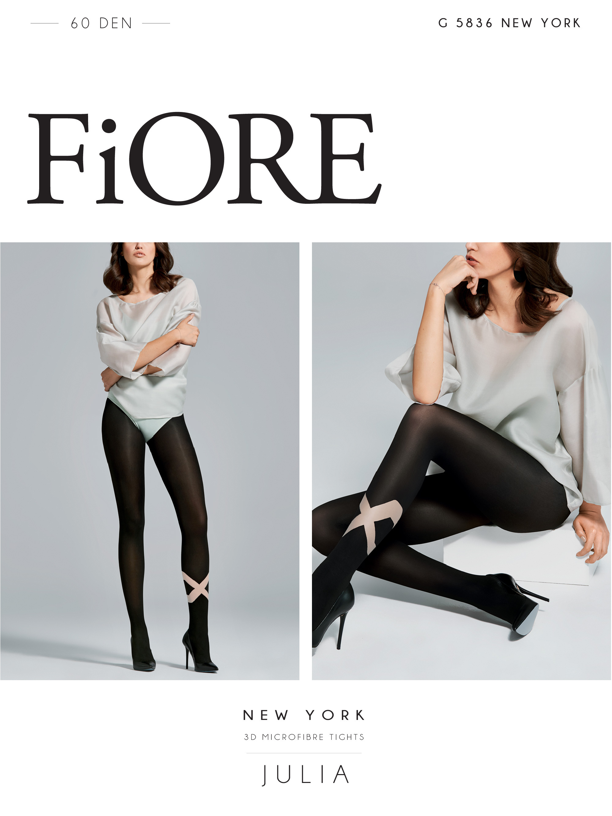 Fiore: Asymmetrical Tuxedo Opaque 3D Microfibre Tights