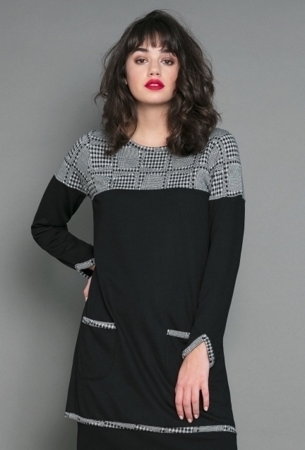 Maloka: Gingham Goddess Colorblock Pocket Tunic MK_SOLEIL_N