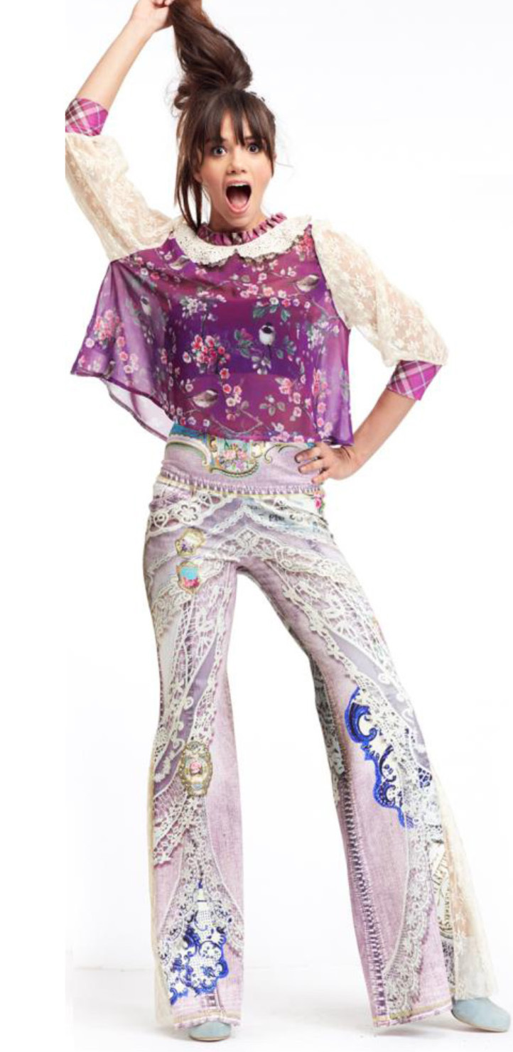 IPNG: Handkerchief Antique Jewels Ribboned Flared Illusion Top