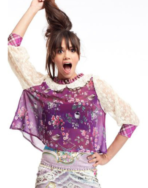 IPNG: Handkerchief Antique Jewels Ribboned Flared Illusion Top IPNG_ATBMW-054
