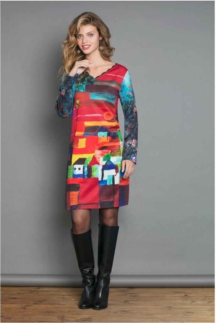 Maloka: French Fairytale Village Abstract Art Slip Dress MK_VIOLETA_N