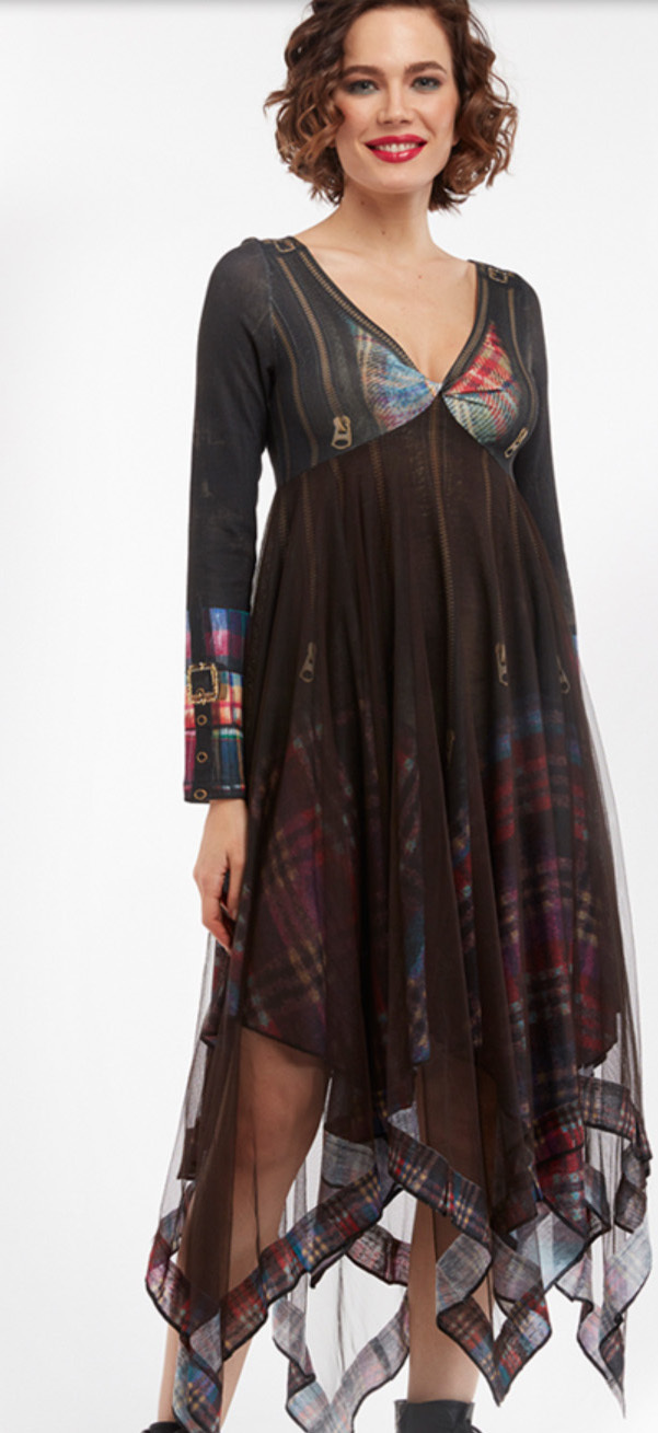 IPNG: Biker Chic Let It Snow Plaid Illusion Four Corners Dress IPNG_LISDFC_003