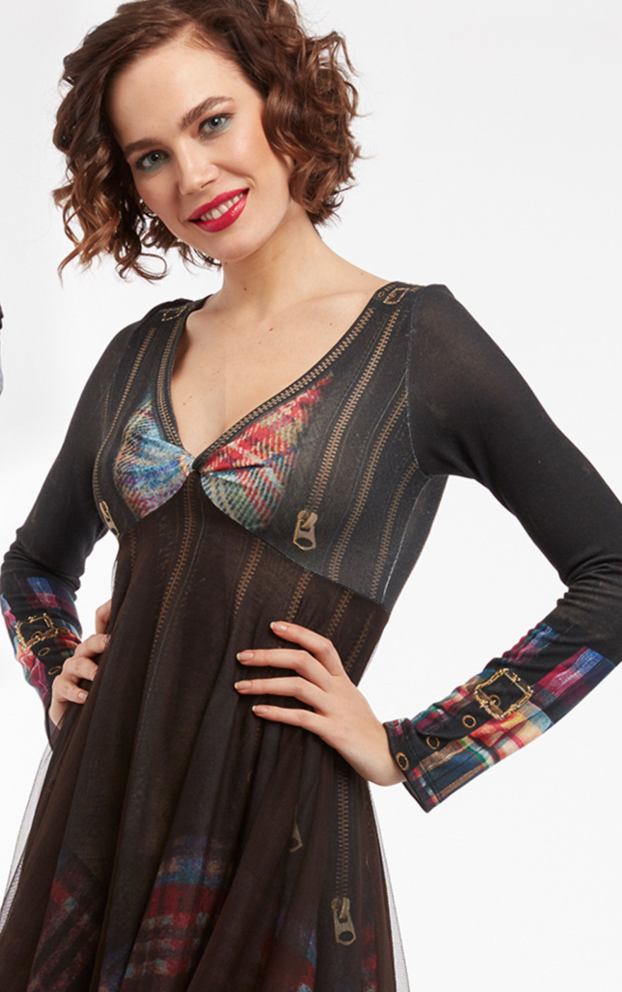 IPNG: Biker Chic Let It Snow Plaid Illusion Four Corners Dress