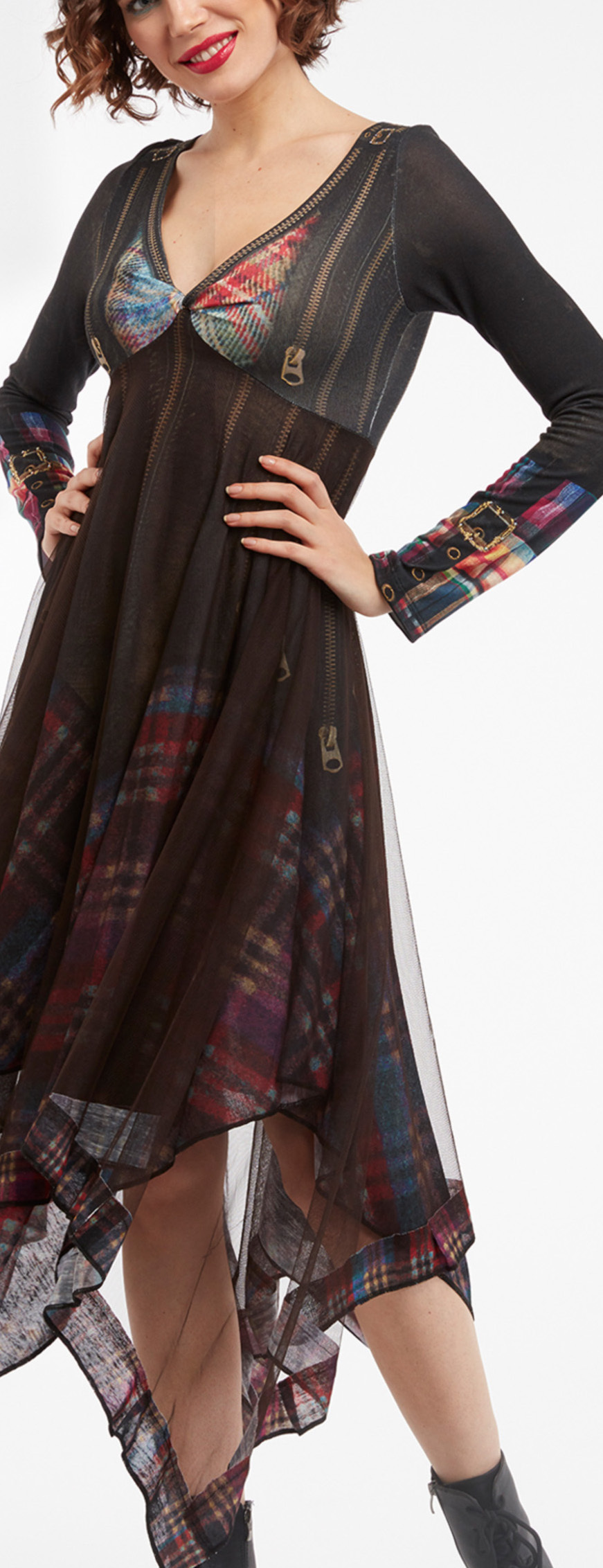 IPNG: Biker Chic Let It Snow Plaid Illusion Four Corners Dress