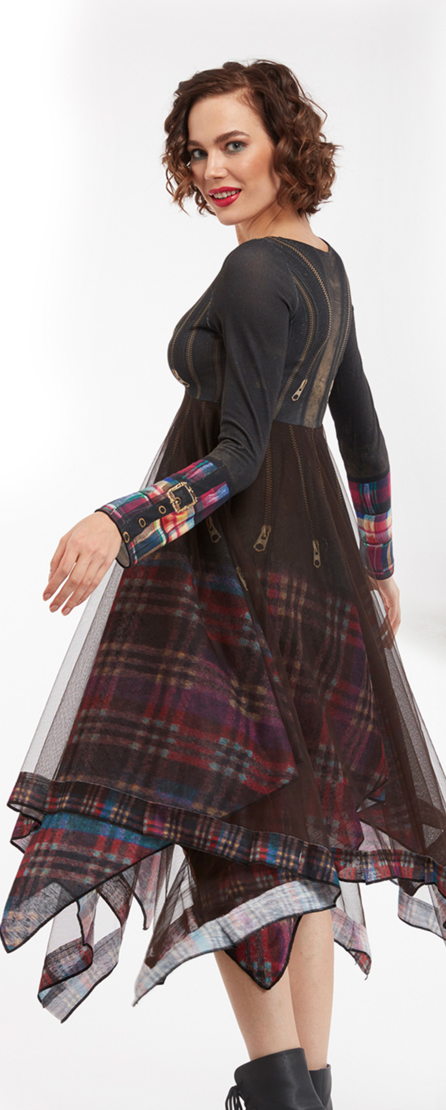 IPNG: Biker Chic Let It Snow Plaid Illusion Four Corners Dress