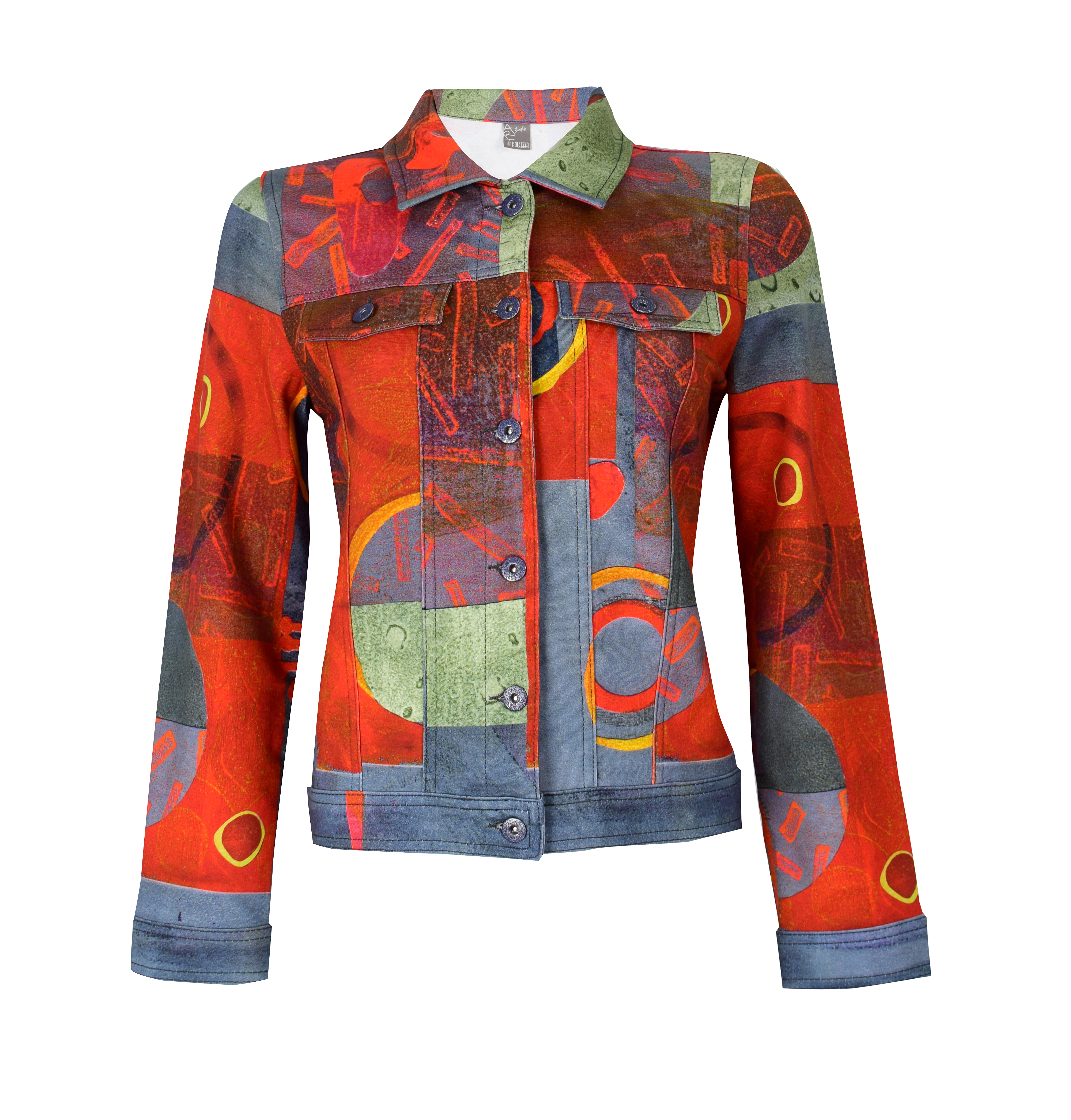 Simply Art Dolcezza: Expression of Color Yellow Dot Abstract Art Denim Jacket (2 Left!) Dolcezza_SimplyArt_59689