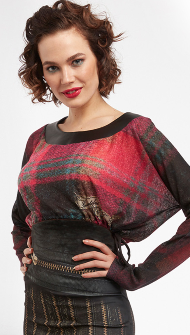 IPNG: Biker Chic Let It Snow Plaid Illusion Blouse T Mini