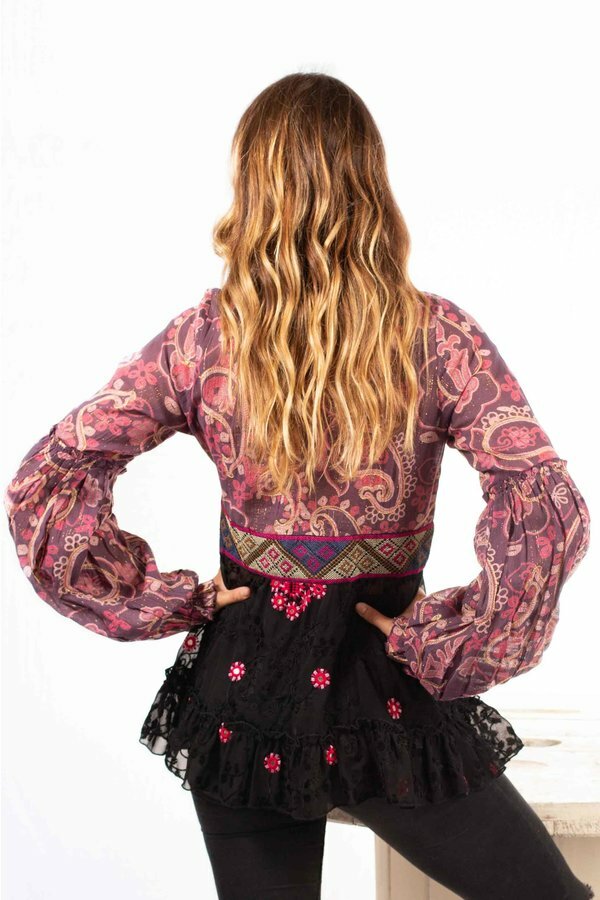 Savage Culture: Pink Pom Pom Puffed Sleeves Tunic