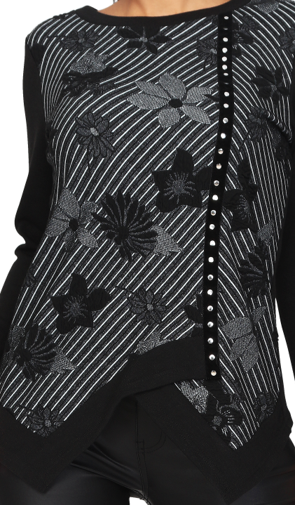 S'Quise Paris: Asymmetrical Black Petals Tunic