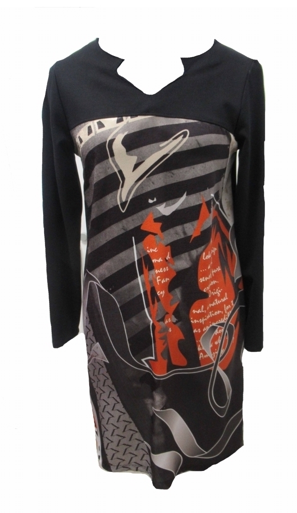 Maloka: Jazz Girl Printed Jacquard Pull Tied Hem Dress