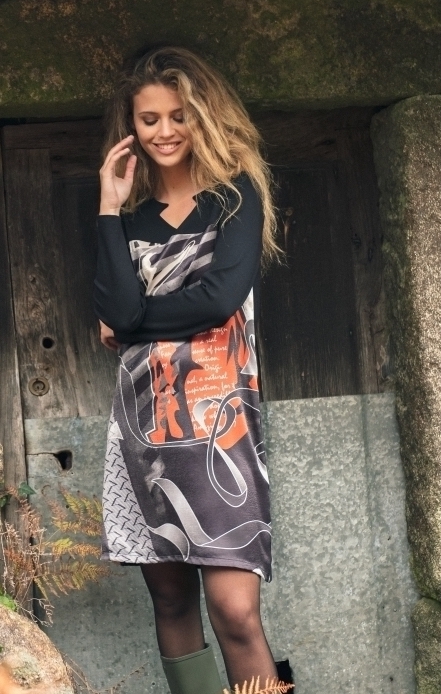 Maloka: Jazz Girl Printed Jacquard Pull Tied Hem Dress MK_JADER