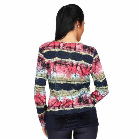 S'Quise Paris: Pink Forest Velvet Hem Sweater Top