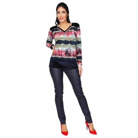S'Quise Paris: Pink Forest Velvet Hem Sweater Top