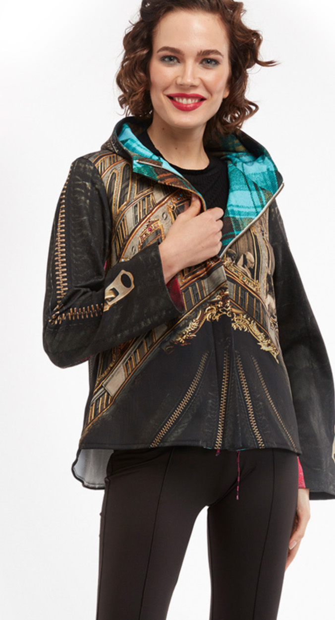 IPNG: Biker Chic Let It Snow Plaid Illusion High Low Coat