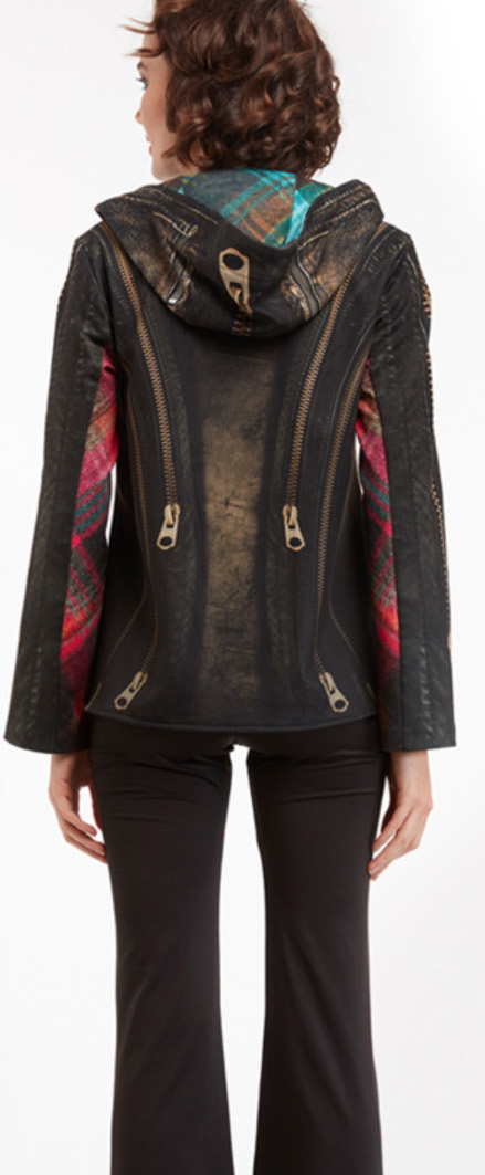 IPNG: Biker Chic Let It Snow Plaid Illusion High Low Coat