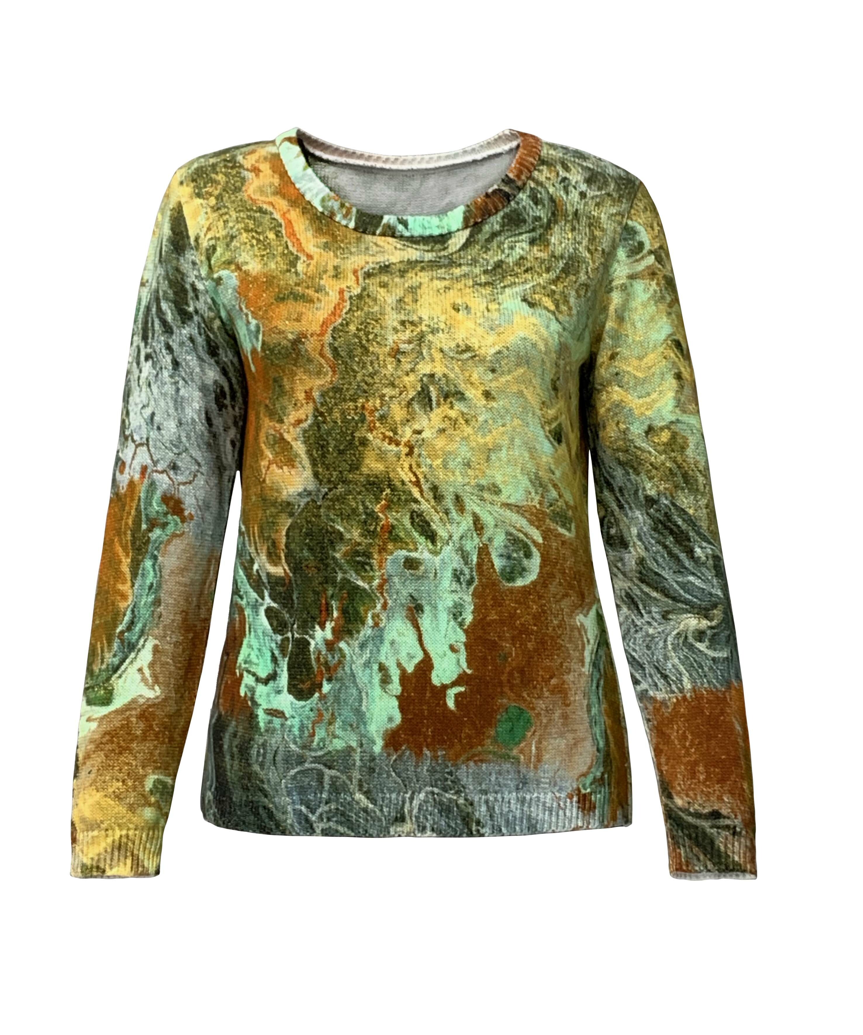 Simply Art Dolcezza: Royal Egyptian Nile Emeralds Abstract Art Sweater Dolcezza_Simply_Art_59124