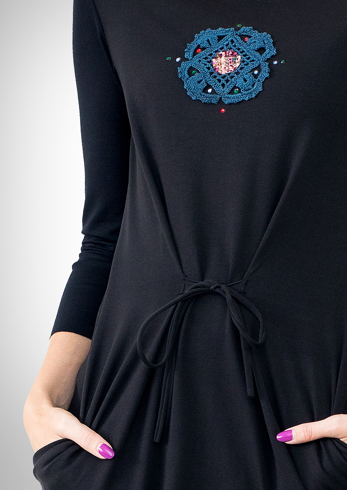 Wild Curves: Jupiter Flower Hanging Pockets Eco-Cotton Midi Dress SOLD OUT