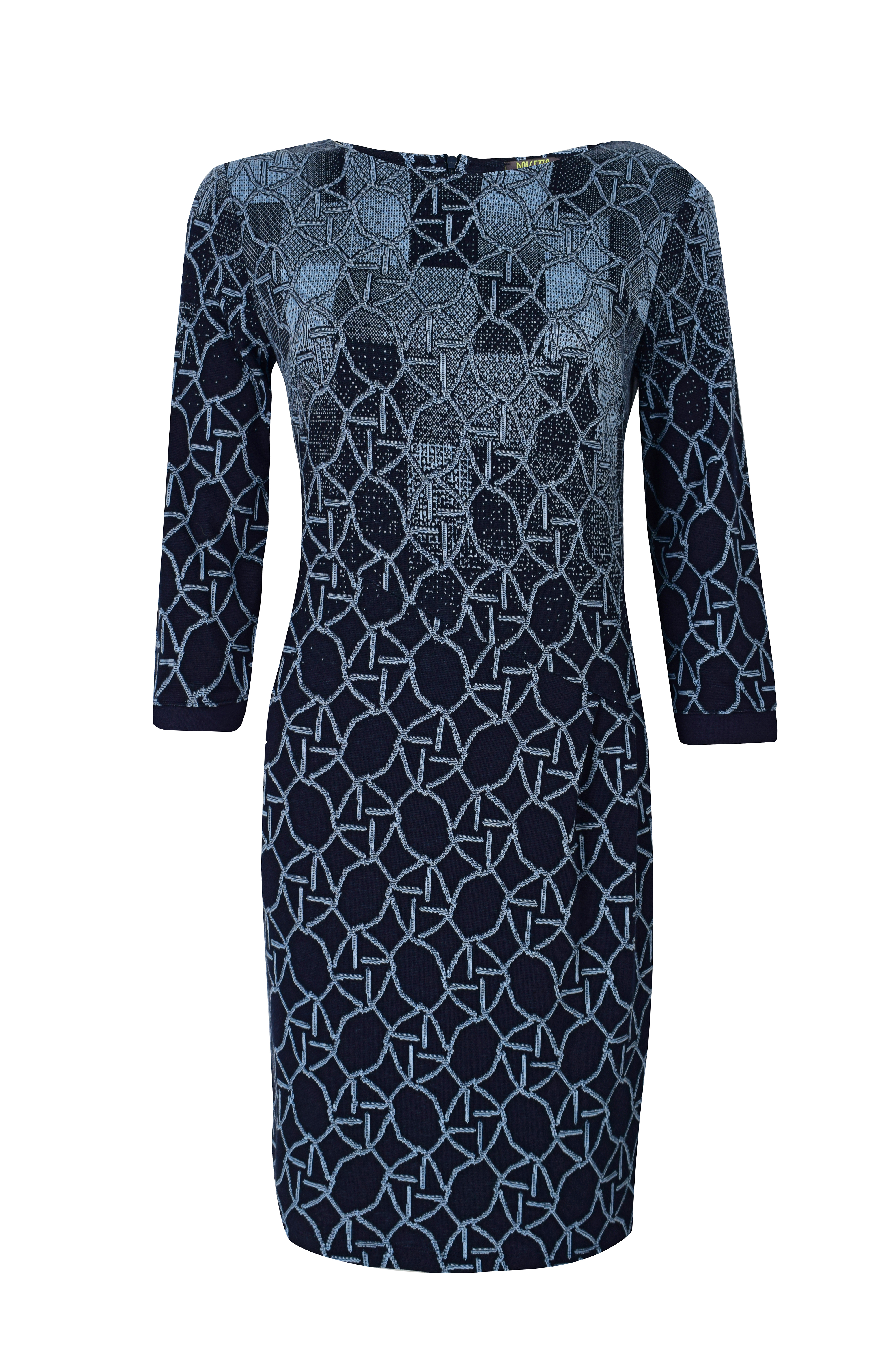 Dolcezza: Shades Of Blue Optic Effect Midi Sweater Dress (1 Left!) Dolcezza_59171