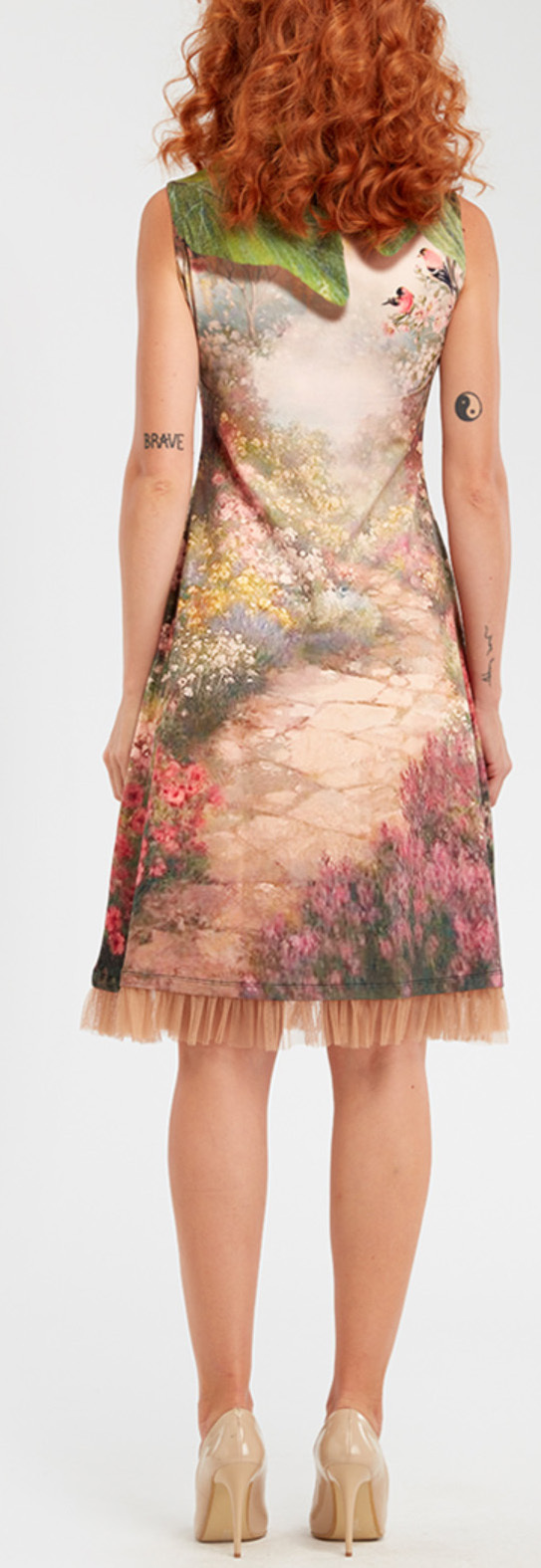 IPNG: Carnation 3D Illusion Neckline In Paradiso Midi Gown