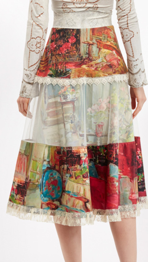 IPNG: Pink Living Room Illusion High Waist Poetic Layers Skirt