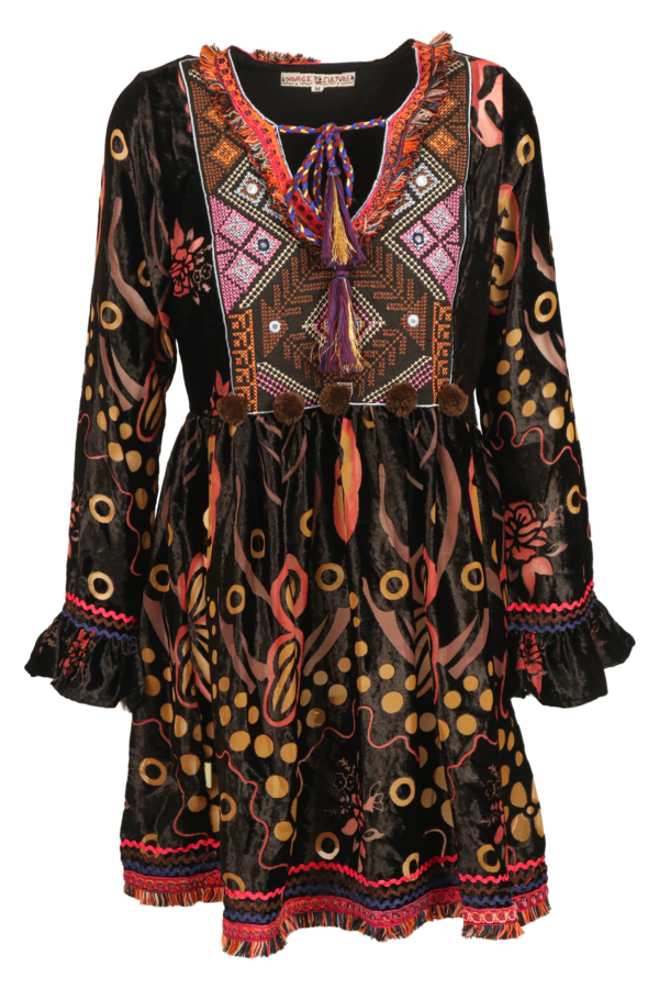 Savage Culture: Pink Orange Rose Velvet Flare Dress (1 Left!)