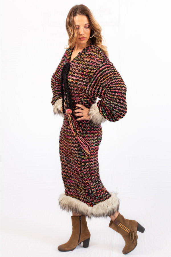 Savage Culture: Pom Pom Faux Fur Sweater Dress