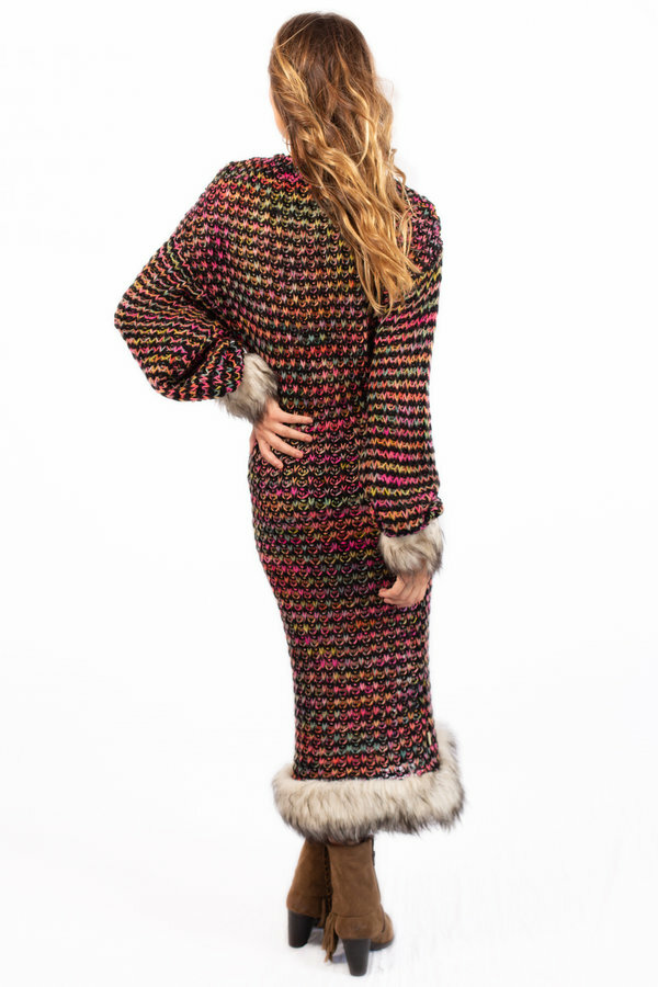 Savage Culture: Pom Pom Faux Fur Sweater Dress