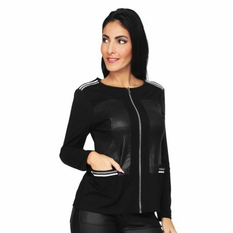 S'Quise Paris: Side Pocket Faux Leather Zip Top SQ_2511