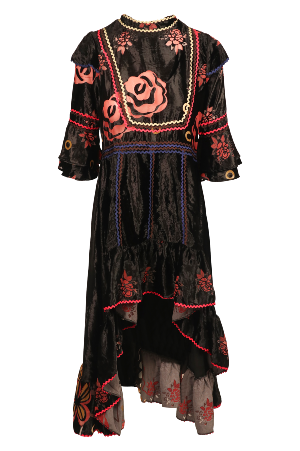 Savage Culture: Pink Orange Rose Velvet High Low Dress