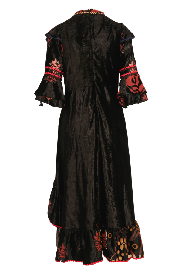 Savage Culture: Pink Orange Rose Velvet High Low Dress