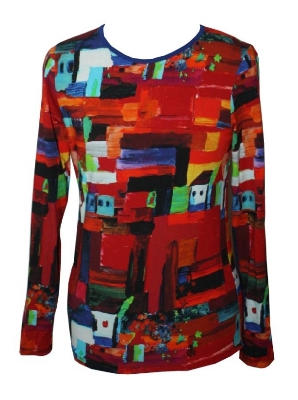 Maloka: French Fairytale Village Abstract Art Tunic SAVAGE_VERONICA