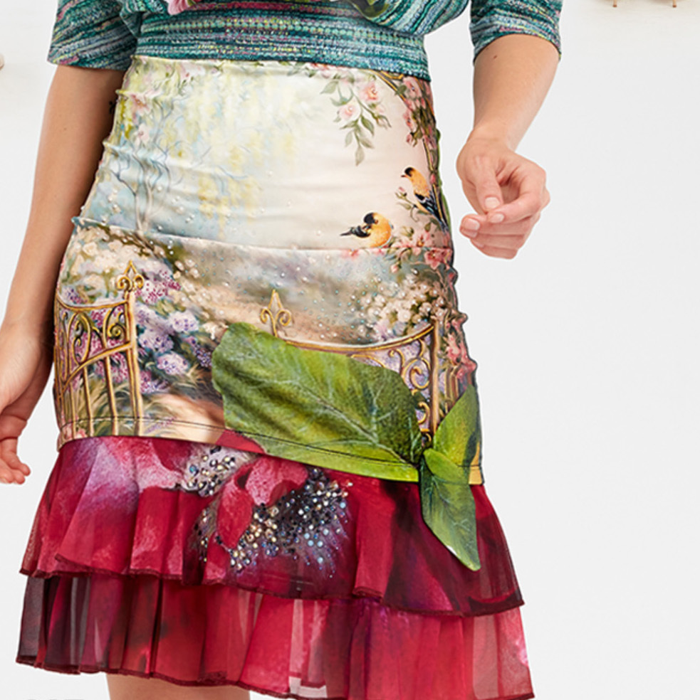 IPNG: Cherry Carnation Lace 3D Illusion Fit & Flare Mini Skirt