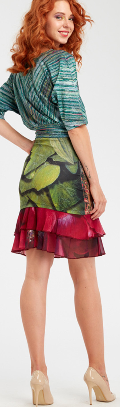 IPNG: Cherry Carnation Lace 3D Illusion Fit & Flare Mini Skirt