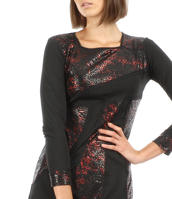 S'Quise Paris: Rosette Fringed Faux Leather Patched Dress
