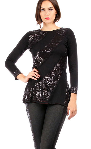 S'Quise Paris: Silver Fringed & Flared Tunic SQ_1580_S