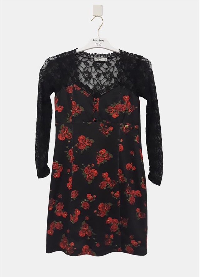 Paul Brial: Baby Roses Lace Decolletage Fitted Dress PB_LOLITA
