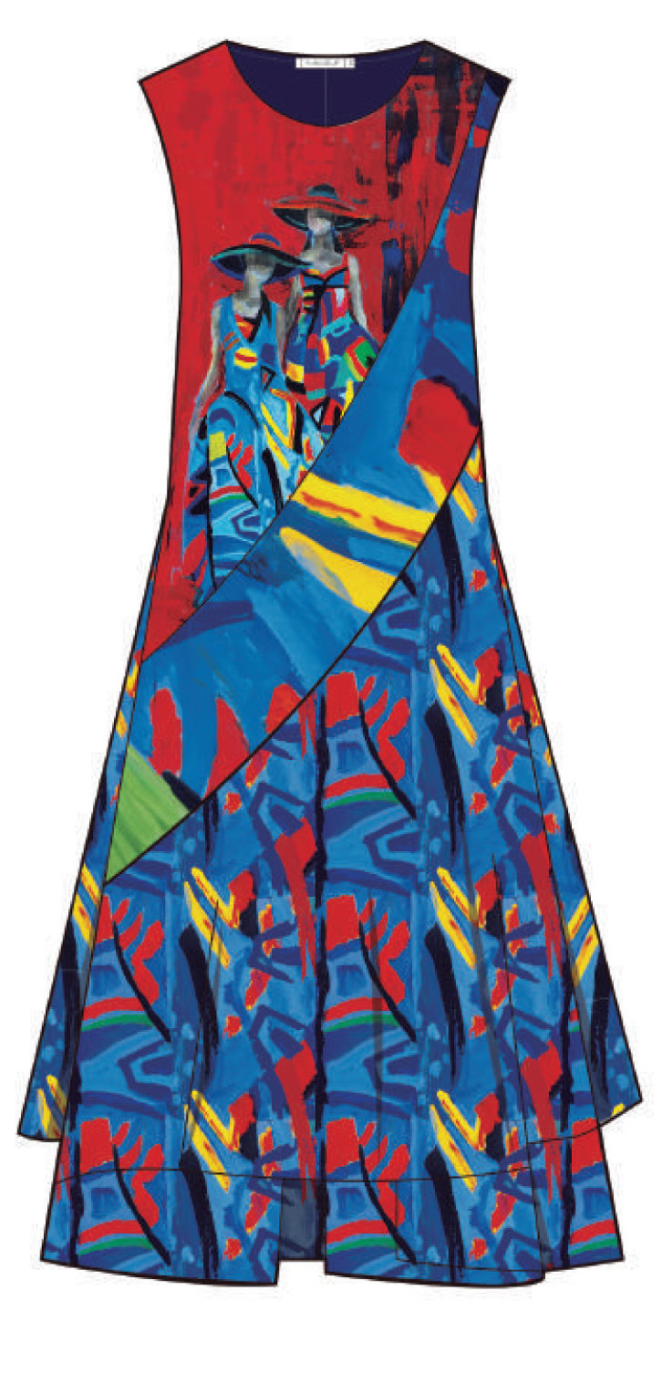 Maloka: Colors Of Picasso's Gypsy Beauty Abstract Art Midi Sundress