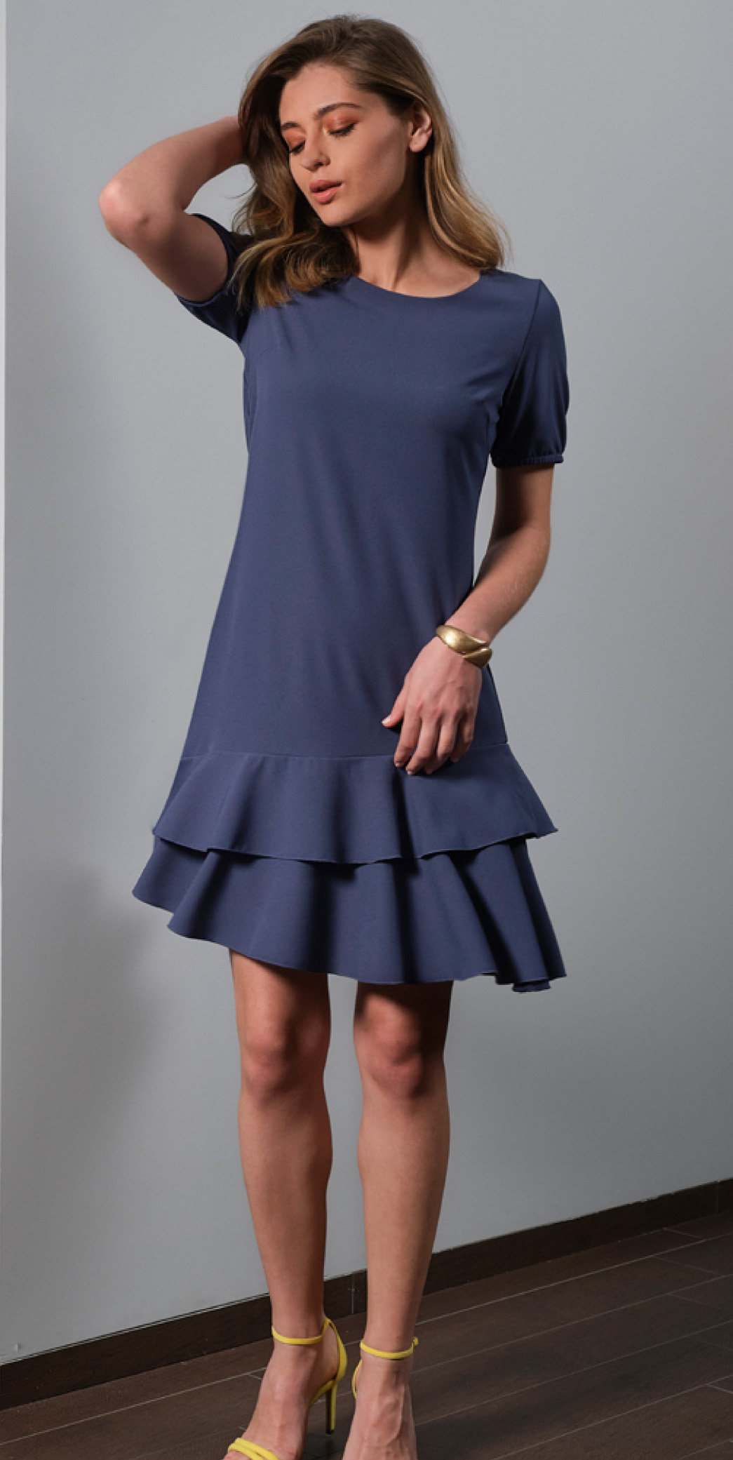 Paul Brial: Sexy Double Ruffle Trouble Asymmetrical Midi Dress (More Colors!) PB_CAROLINE