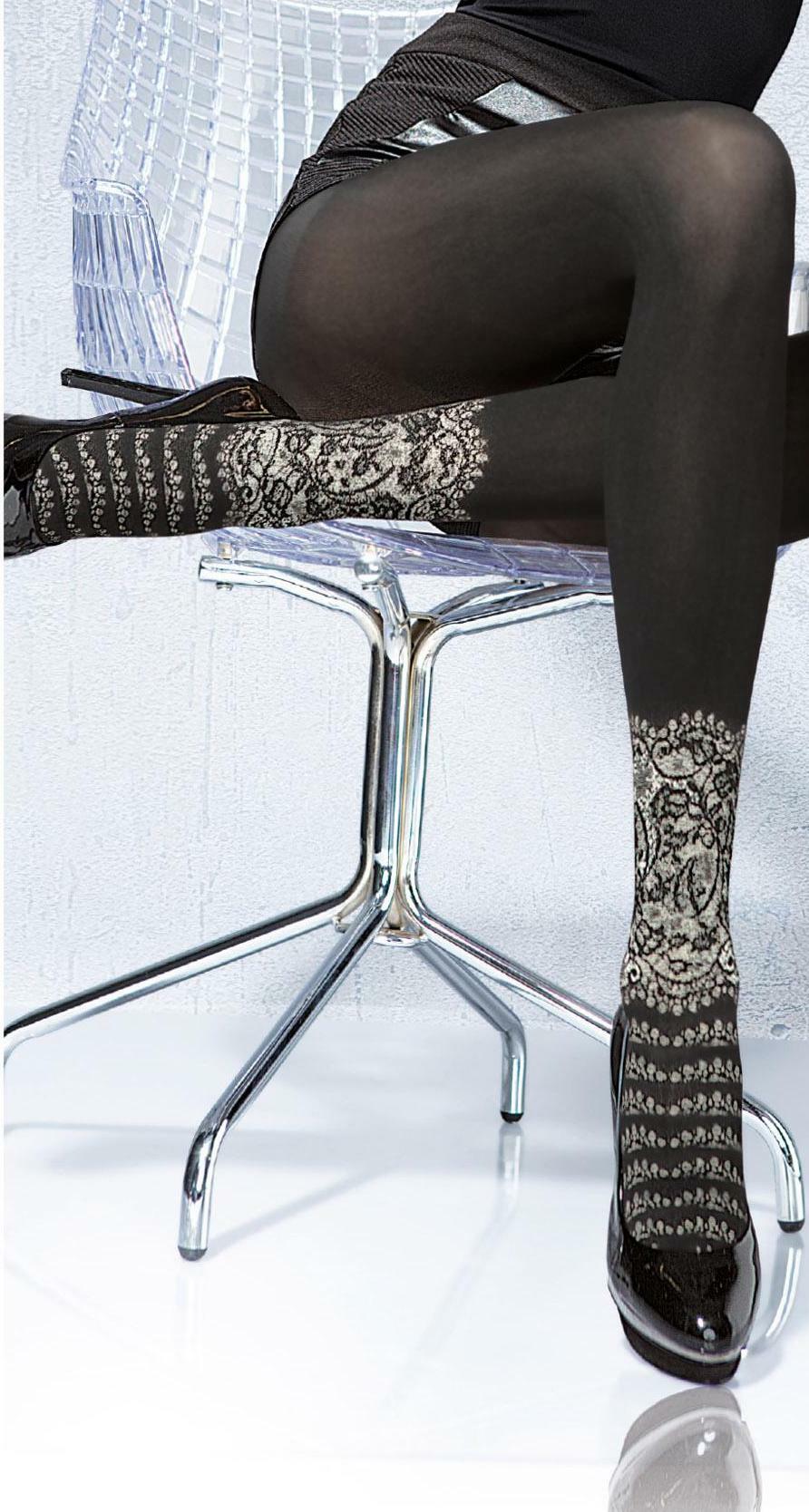 Fiore: Victorian Graphite Designed Microfibre Tights FIO_LIVADI