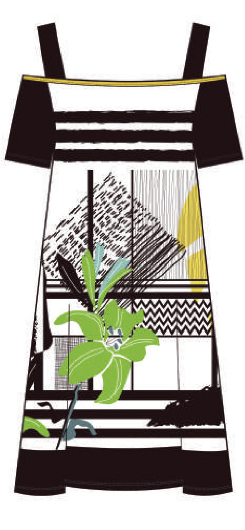 Maloka: Lemon Lime Marble Cold Shoulder Dress/Tunic