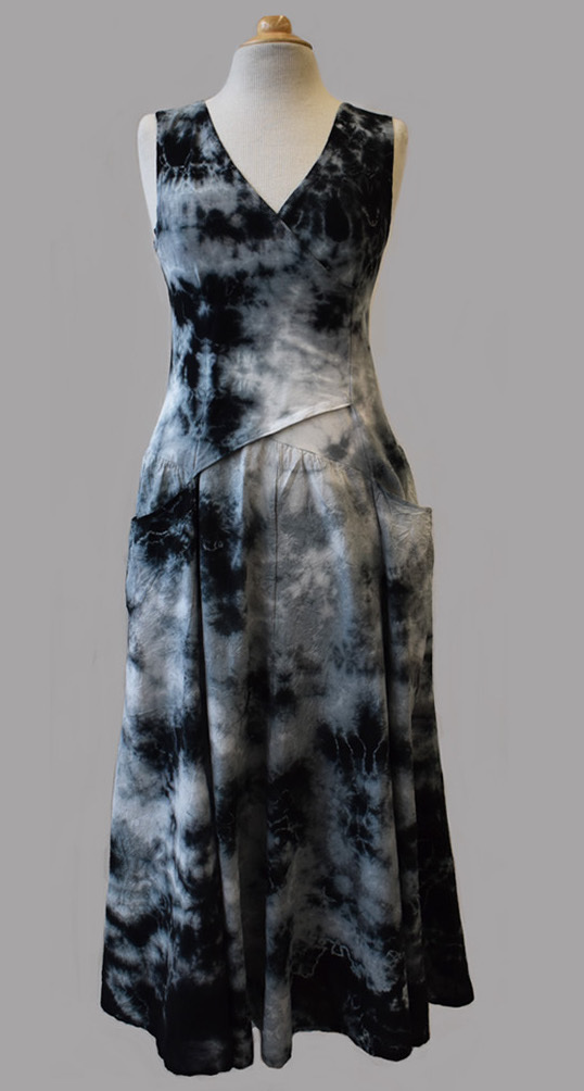 Luna Luz: Cross Over Botanical Bodice Tie Dye Long Dress (More Colors!) LL_BLK_BOT