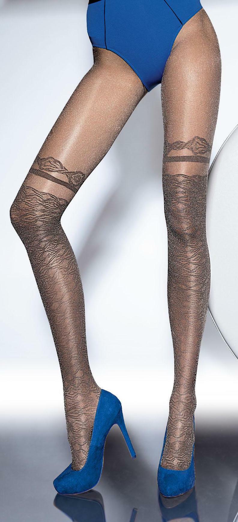 Fiore: Graphite Satin Gloss 3D Tights FIO_CORDIA
